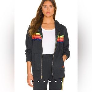 Aviator Nation zip up hoodie xs Charcoal/ Neon